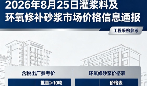 新市2026年8月25日灌浆料及环氧修补砂浆市场价格信息通报